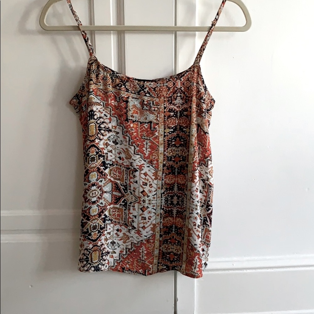 orange and navy patterned tank top